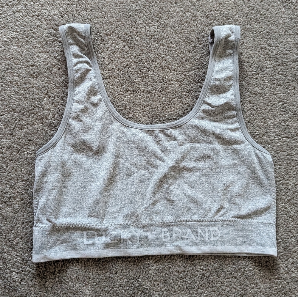 Lucky Brand gray sport bra women's Medium